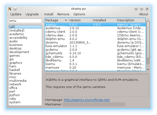 Screenshot of sbopkg_gui